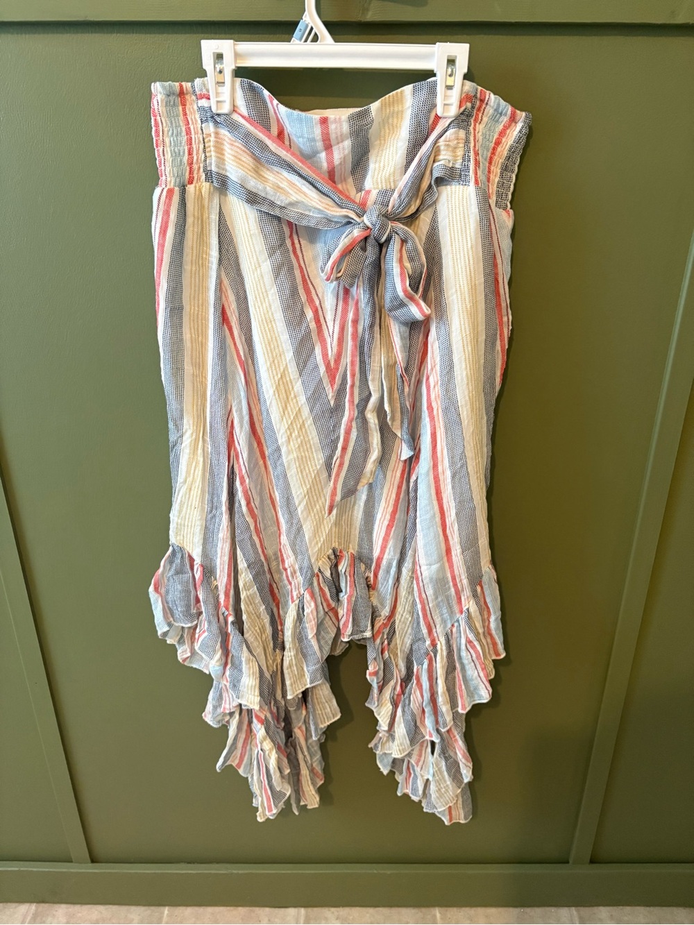 Versona Multicolor Striped Asymmetrical Ruffle Skirt - Picture 3 of 5